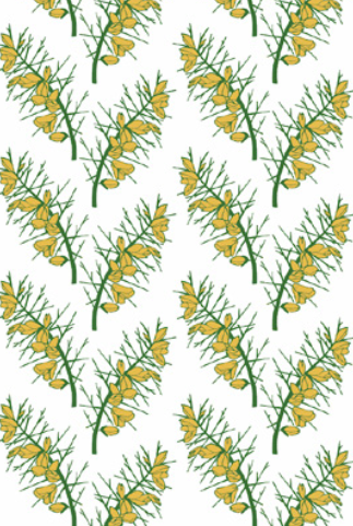 Irish Linen Tea Towel in Gorse Print - White