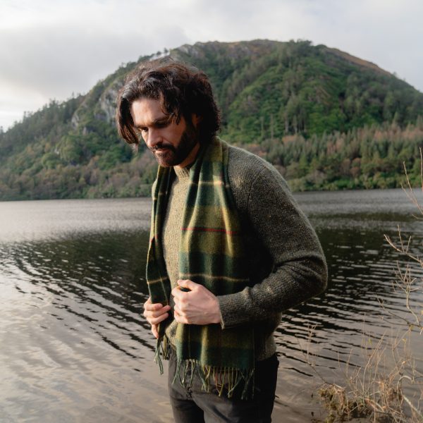 Wool Scarf in Irish Country Green Plaid