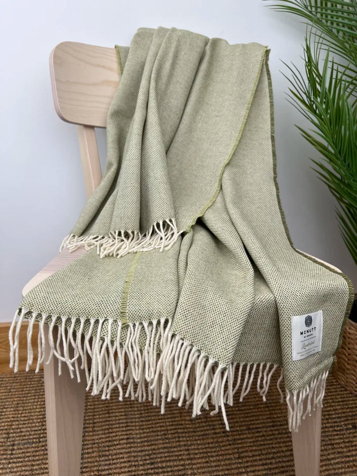 Merino Supersoft Throw in Spotted Green