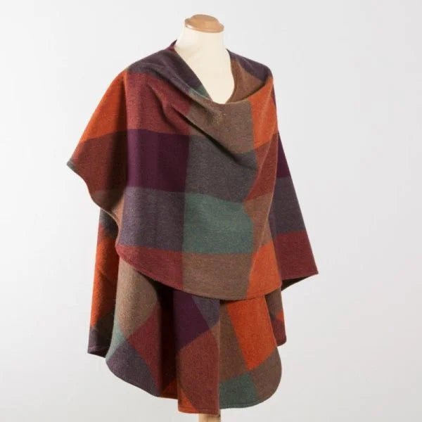 Lambswool Cape in  Orange Maroon Sea Green Black
