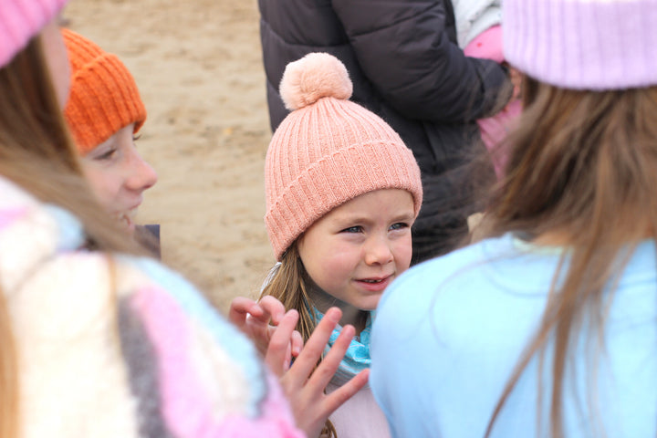 Kids Rose Pink Bobble Hat