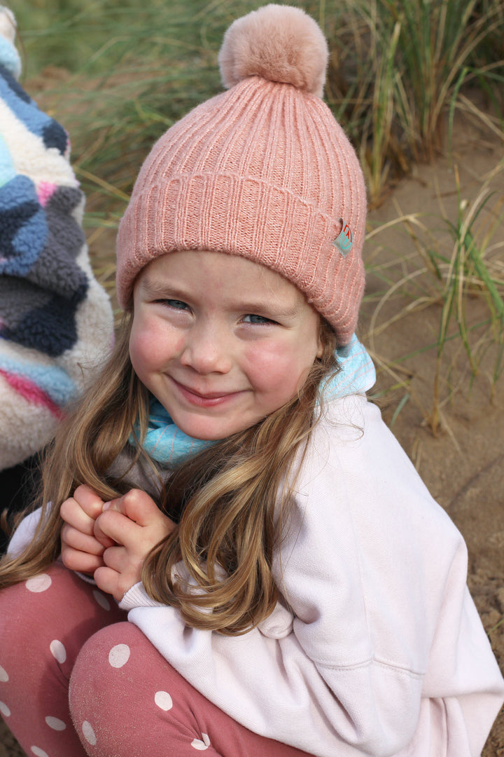 Kids Rose Pink Bobble Hat