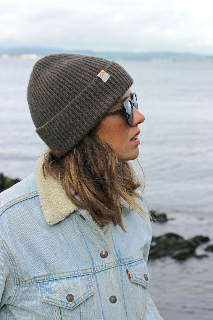 Malin Ribbed Beanie in Seaweed Green