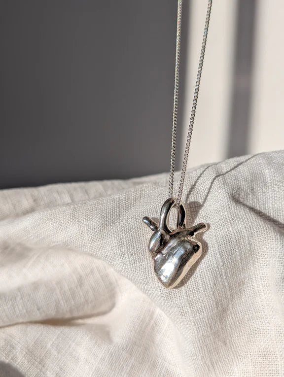 Anatomical Heart Pendant in Silver