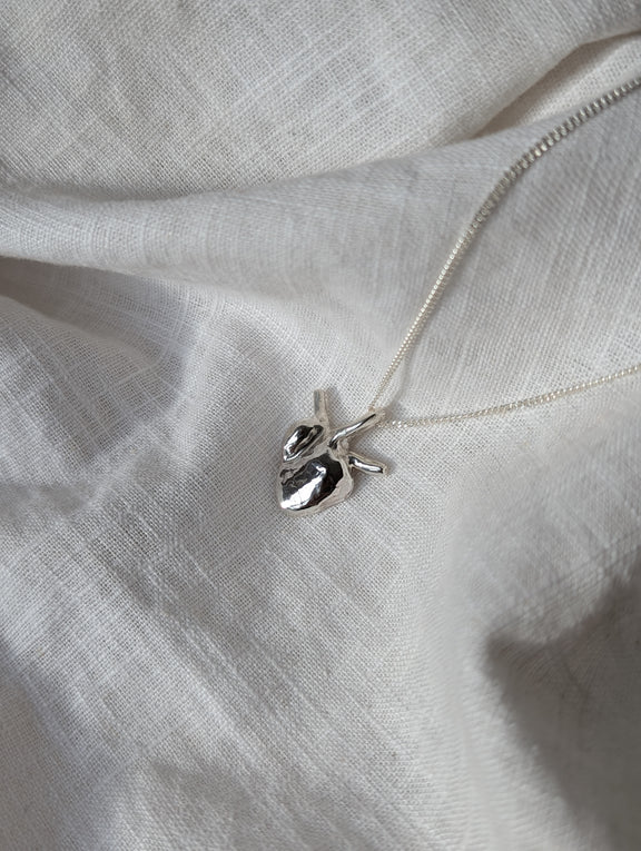Anatomical Heart Pendant in Silver