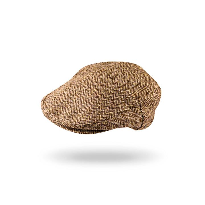 Tweed Cap Beige Dark Brown Herringbone