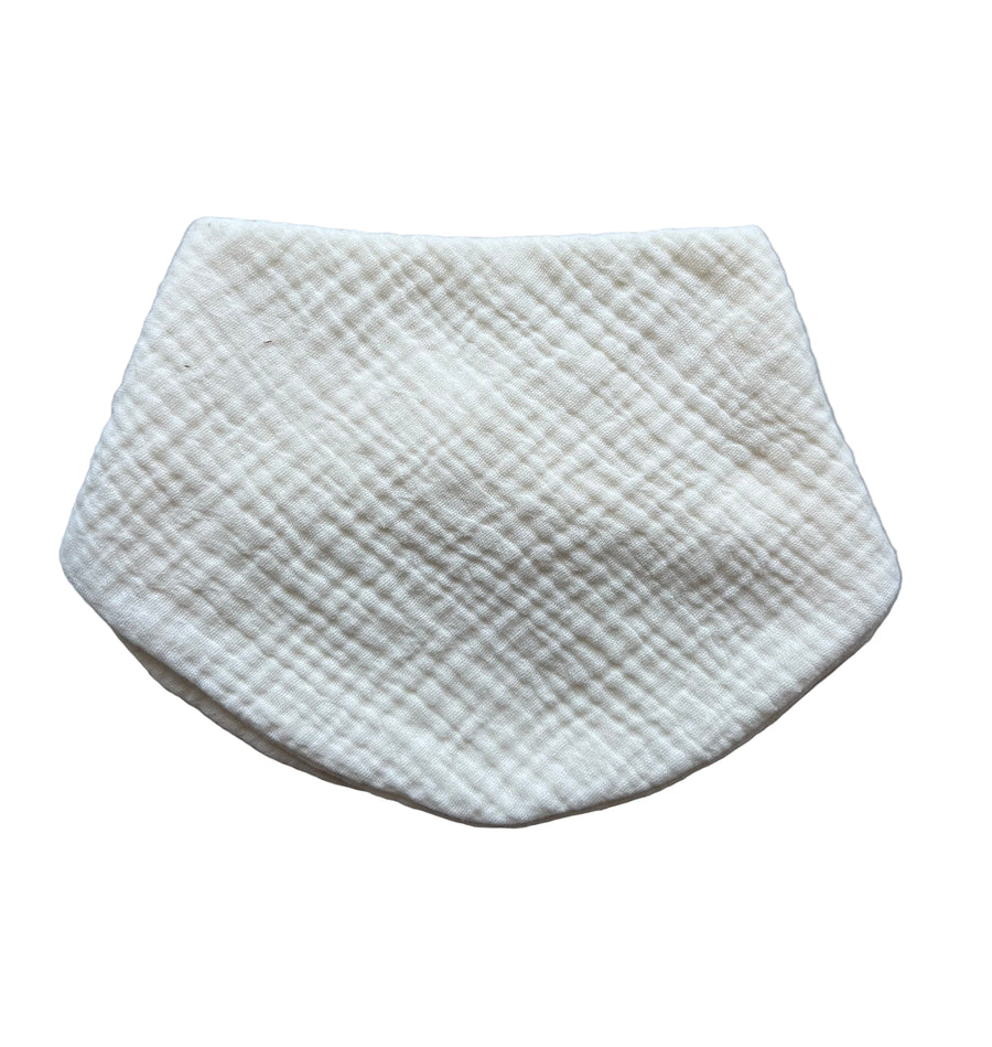 White textured fabric triangle on a white background