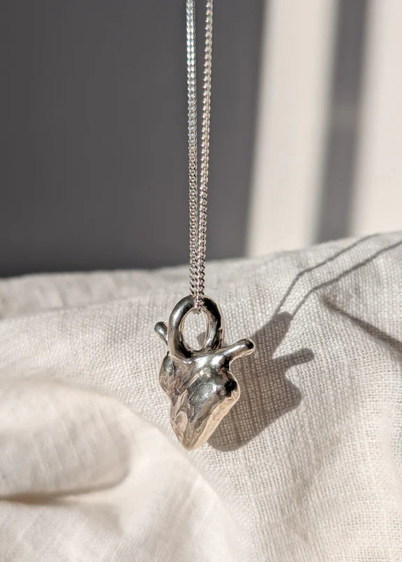 Anatomical Heart Pendant in Silver