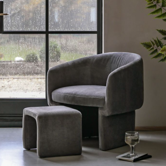 Armchair in Graphite wth Footstool