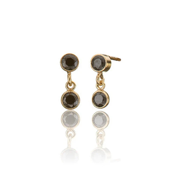 Black Stud Drops 14kt Goldfill