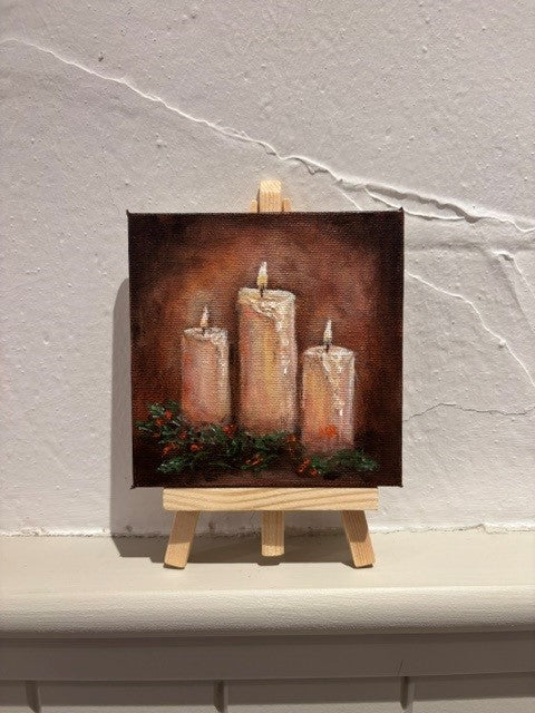 Medium Square Easel Original - Candlelight