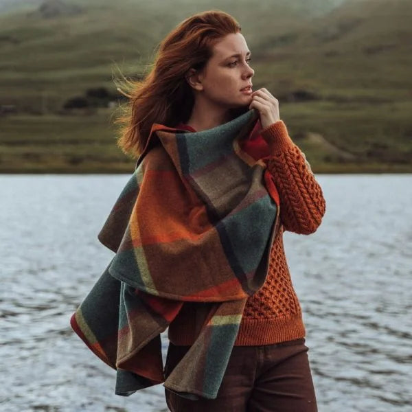 Lambswool Cape in  Orange, Wine Check