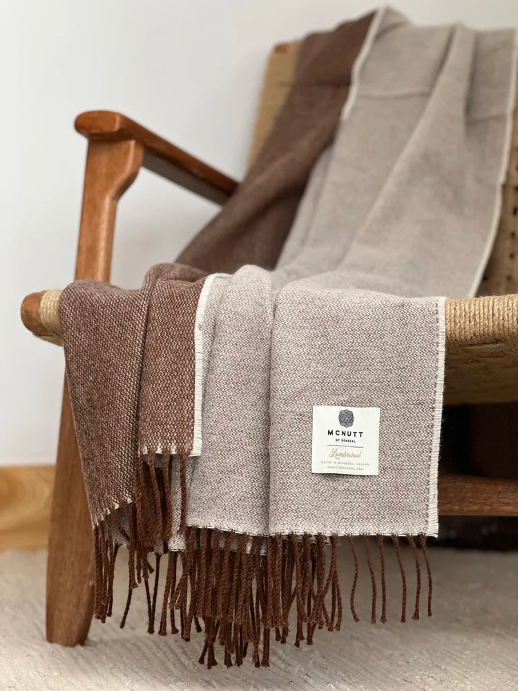 Reversible Merino Throw In Cappuccino