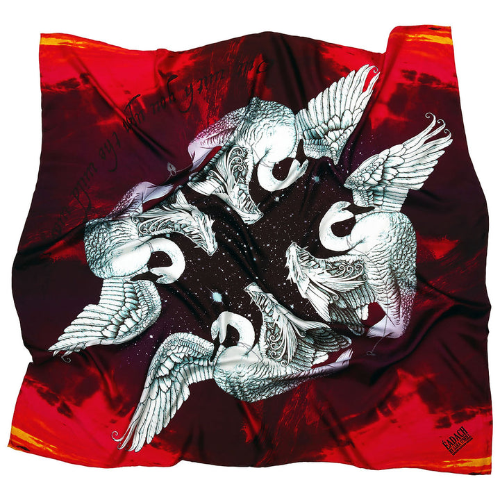Silk Scarf in Children of Lir Red- Large