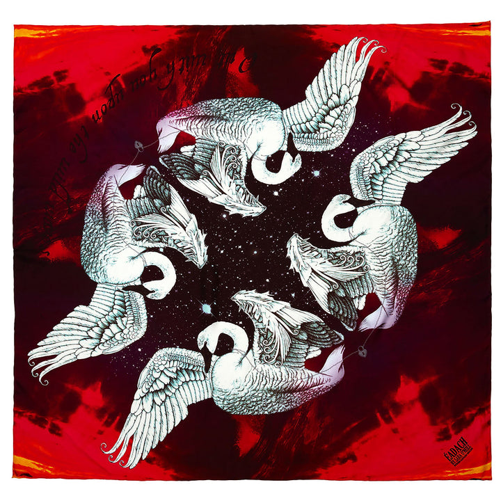 Silk Scarf in Children of Lir Red- Large