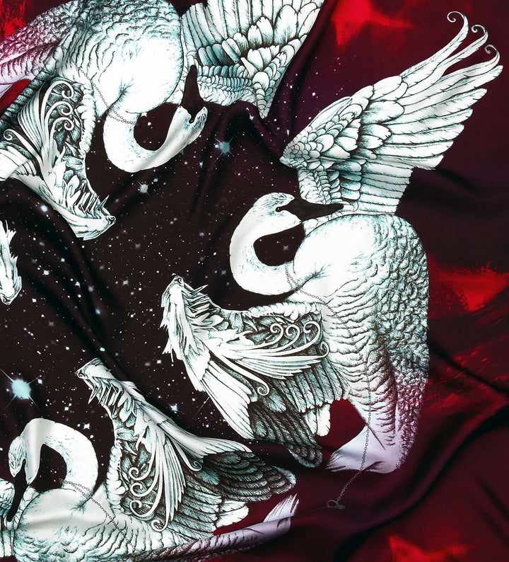 Silk Scarf in Children of Lir Red- Large