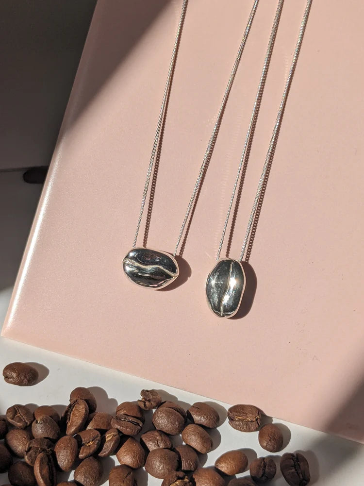 Barista Bean Landscape Silver Pendant