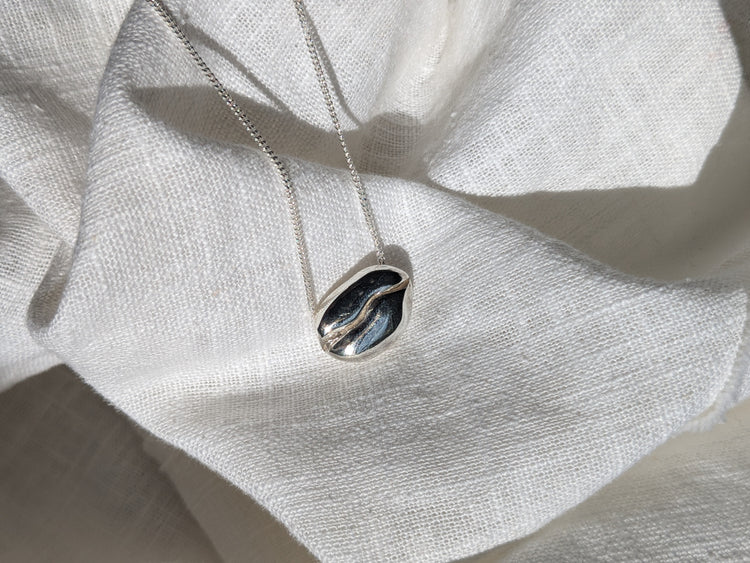 Barista Bean Landscape Silver Pendant