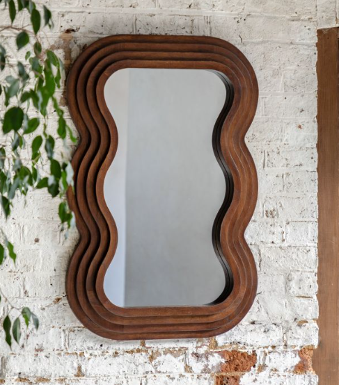 Curvy Wood Frame Mirror