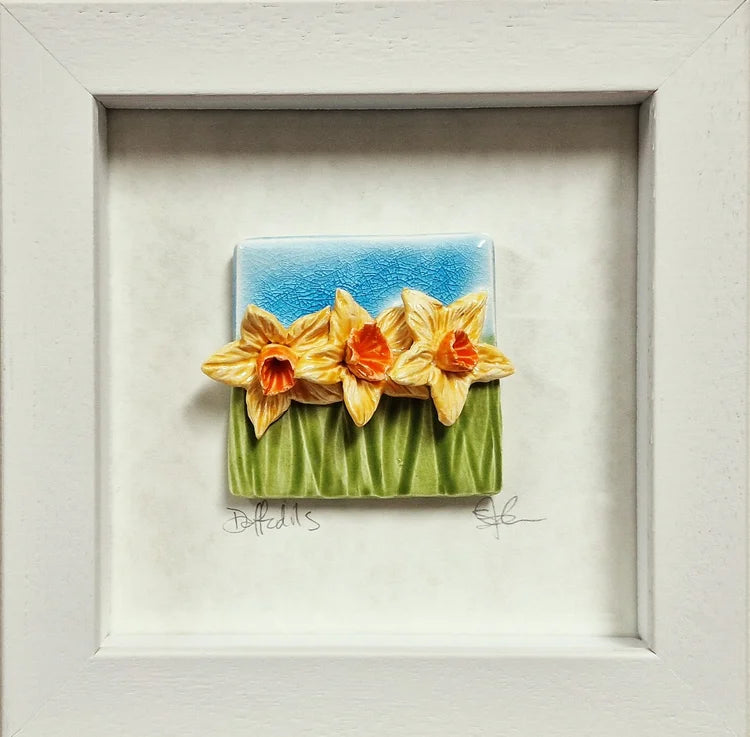 Ceramic Daffodils in Mini Frame