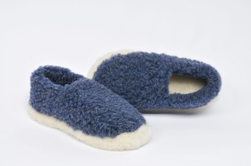 Fleece Wool Slippers in Light Grey