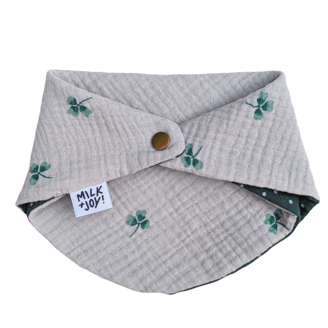 Grey Clover Reversible Muslin Bib
