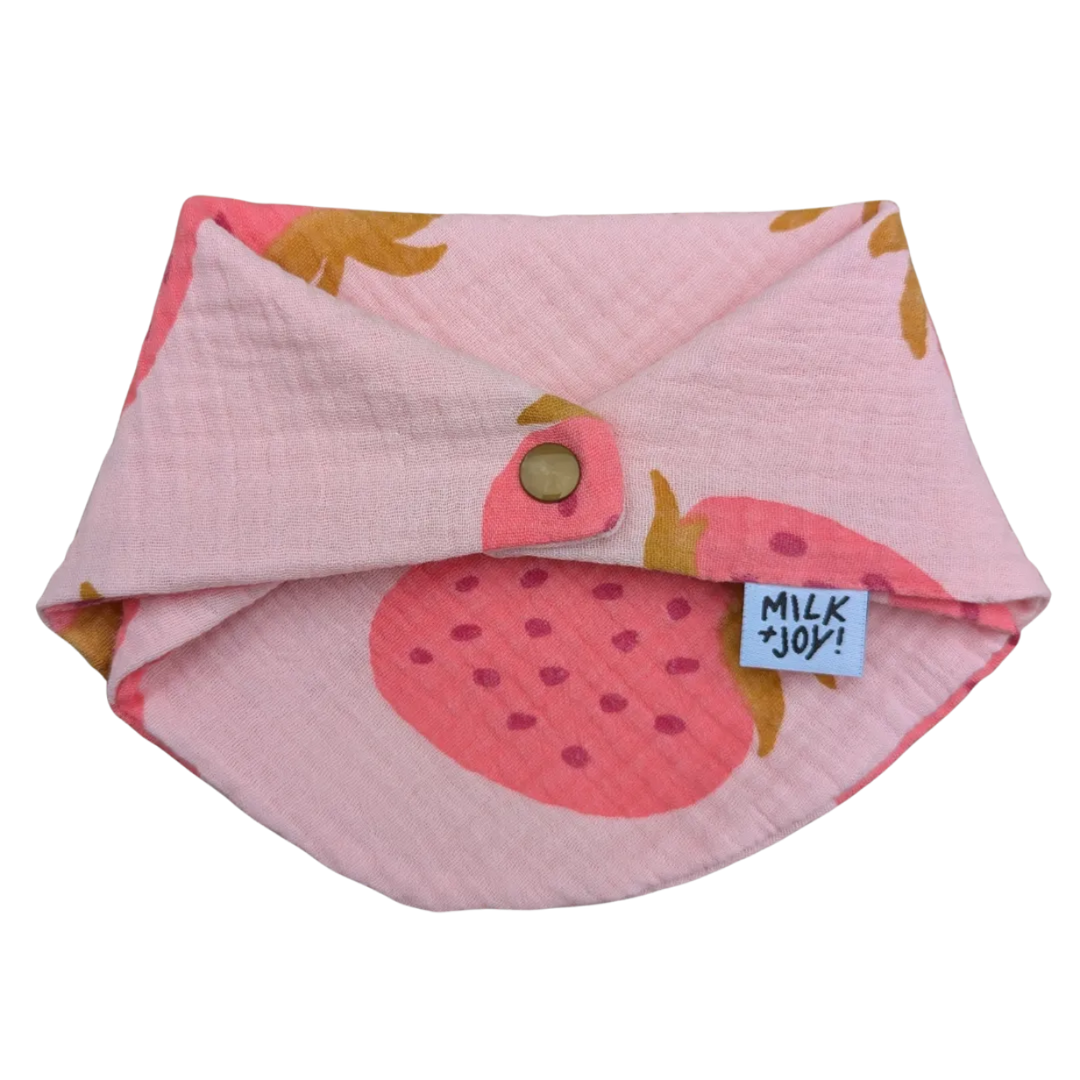 Strawberries Reversible Muslin Bib
