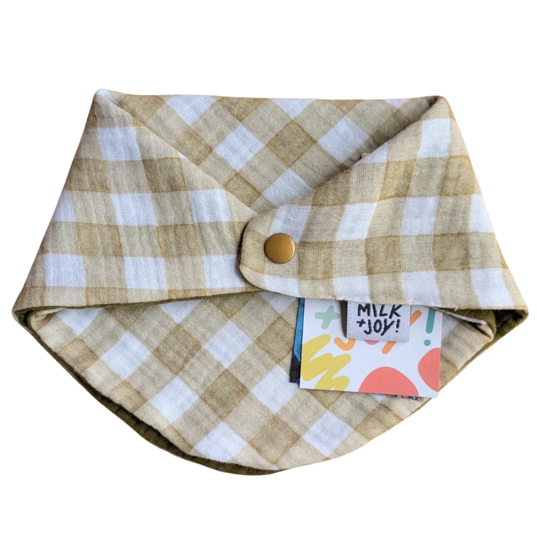 Green Painted Gingham Reversible Muslin Bib