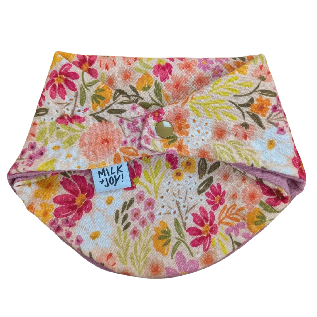 Peachy Florals Reversible Muslin Bib