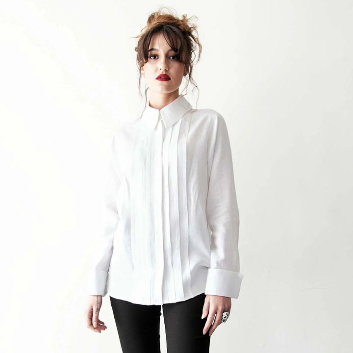 Fiona - Irish Linen Blouse in White