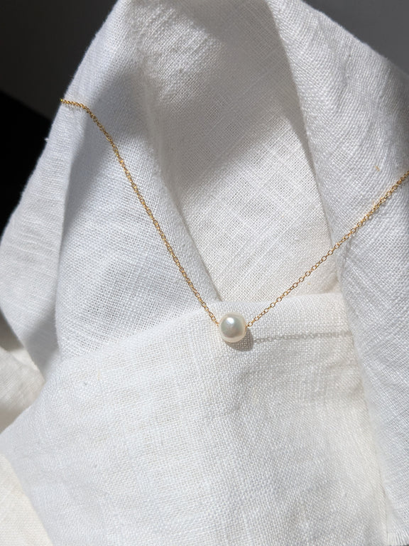 Floating Pearl Necklace on Gold Vermeil