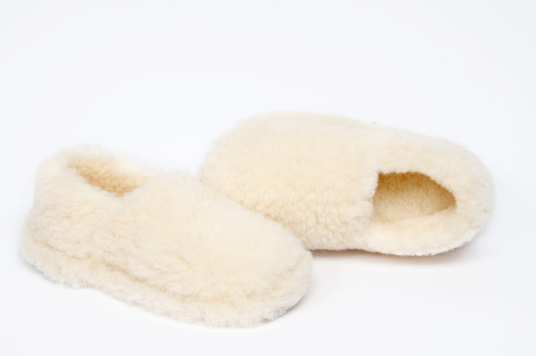 Fleece Wool Slippers in Full Natural