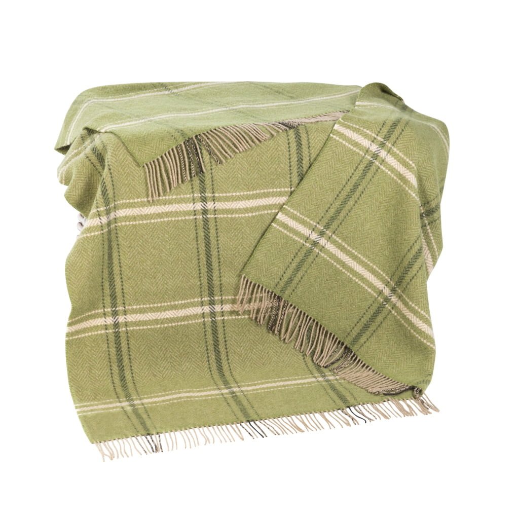 Merino Cashmere Throw Green,Beige,Cream Overcheck