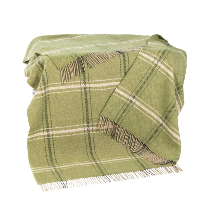 Merino Cashmere Throw Green,Beige,Cream Overcheck
