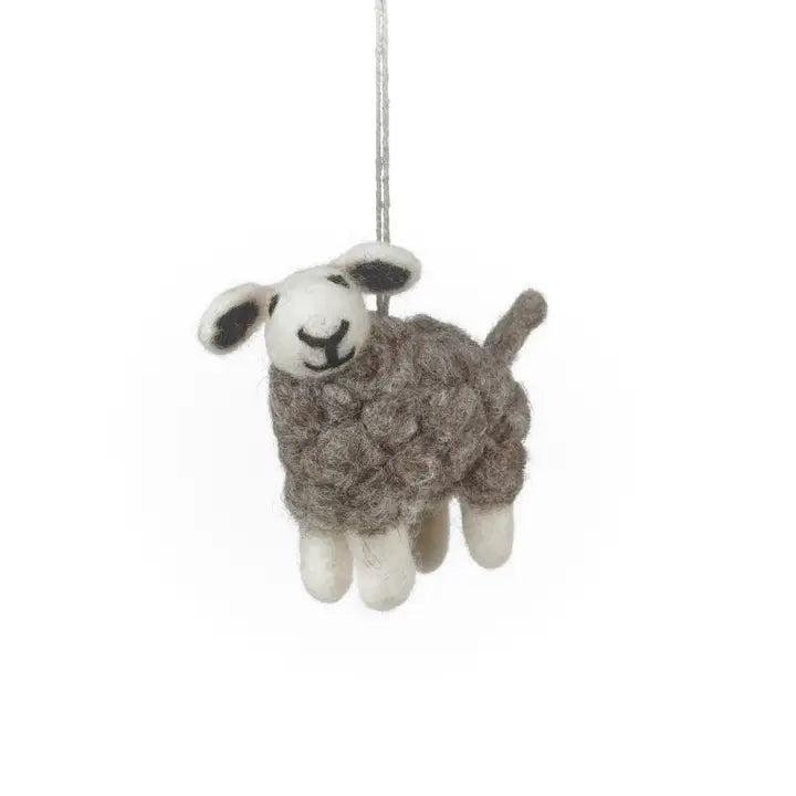 Grey Felt Sheep Hanging Decoration