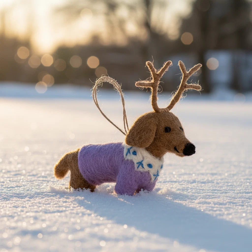 Rudy Dachshund Hanging Dog Christmas Decoration