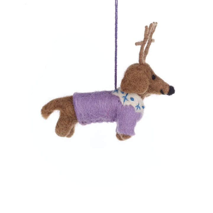 Rudy Dachshund Hanging Dog Christmas Decoration
