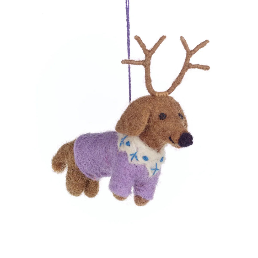 Rudy Dachshund Hanging Dog Christmas Decoration