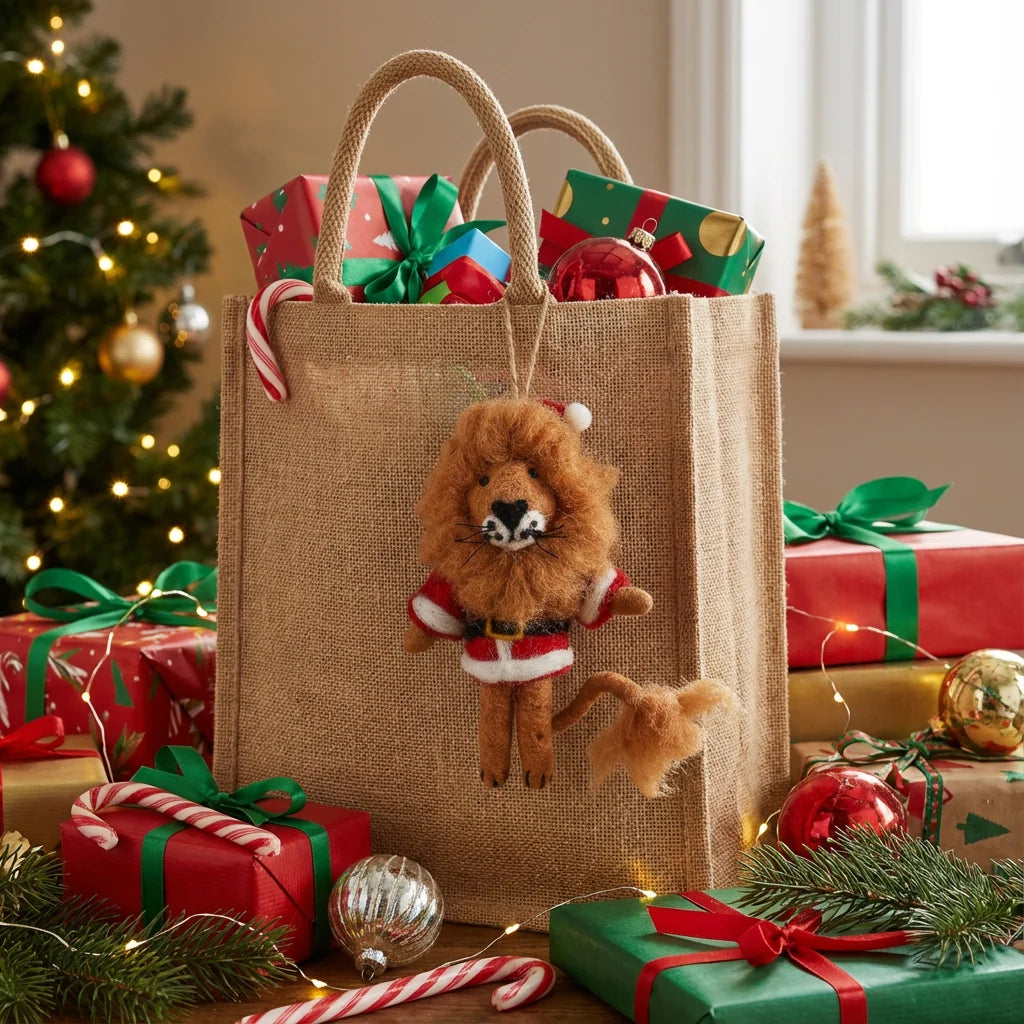 Sutton the Santa Lion Hanging Decoration