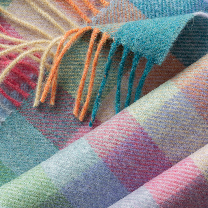 Lambsool Scarf in Purple Heather Block Check