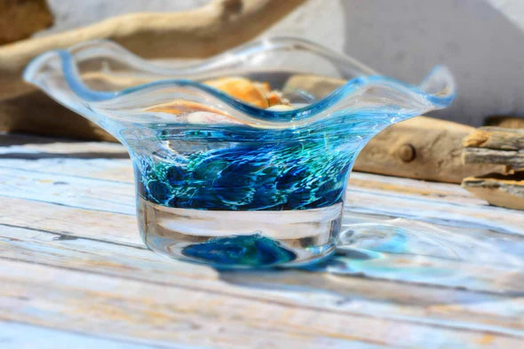 Scalloped Nut bowl in Seascape
