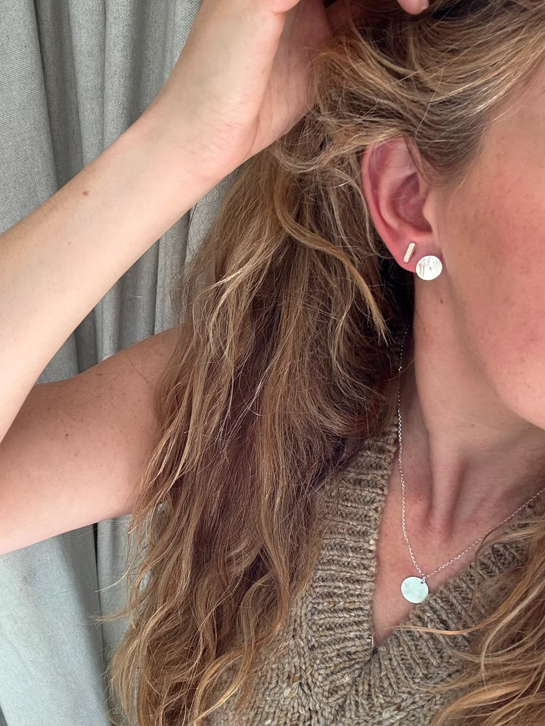 Just Breathe Silver Disc Earrings