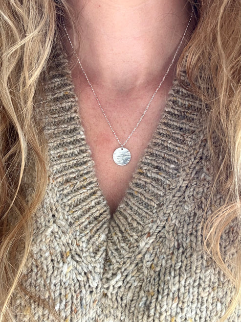 Just Breathe Necklace Lrg Disc Silver