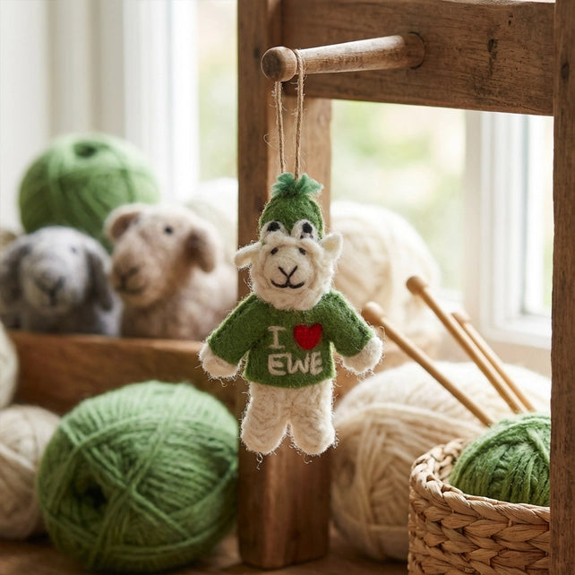 I Love EWE Felt Sheep Hanging Decoration