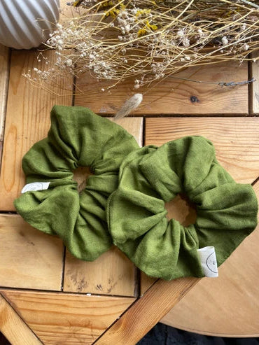 Linen Hair Scrunchie in Matcha Green