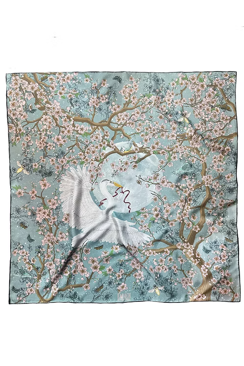 Messenger Blue Silk Scarf - 90cm