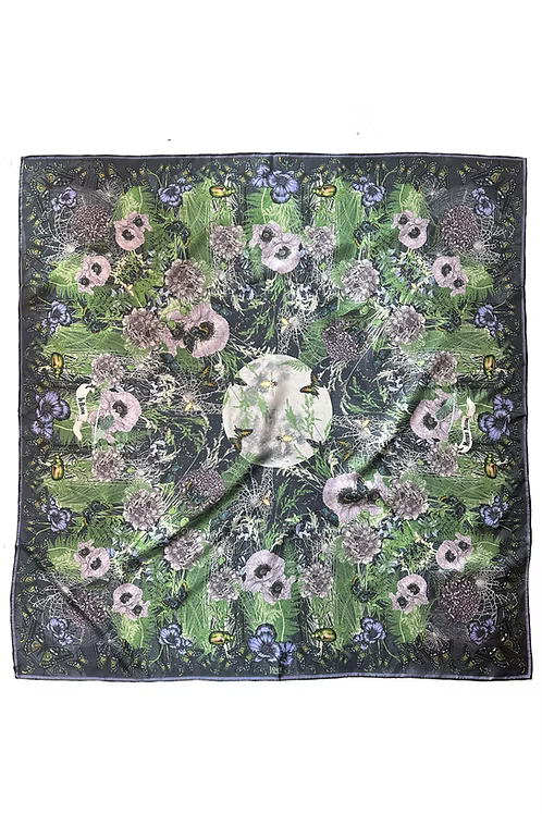 Midnight In Bloom Silk Scarf - 90cm