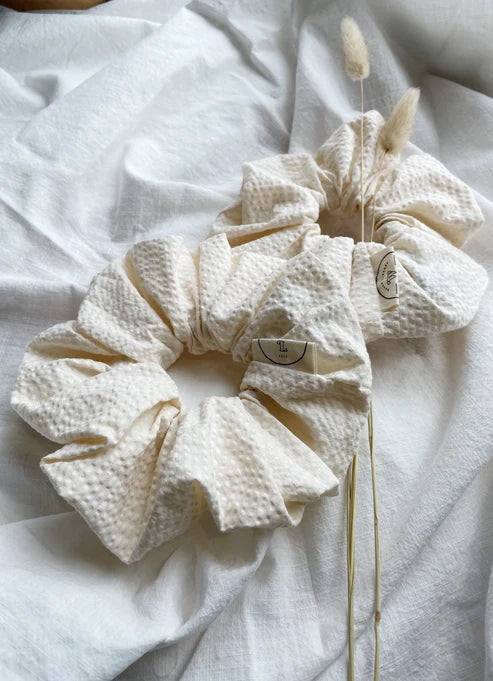 Linen Hair Scrunchie in Milk Bottle