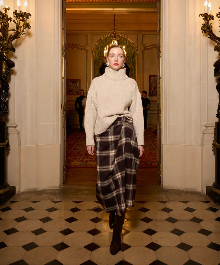 Cashmere blend Paige Polo Neck Jumper in Chalk