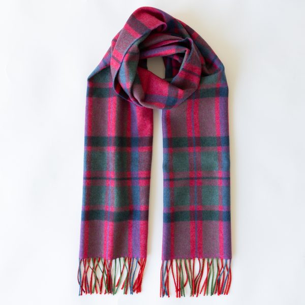 Merino Scarf in Pink,Slate,Navy Blue Check